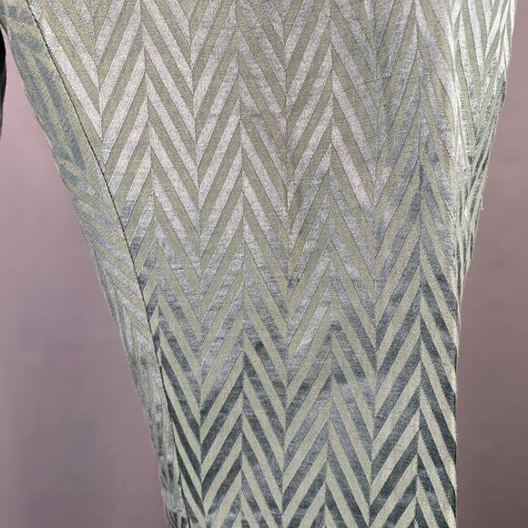 Size 32 Green Herringbone Jacquard Linen Silk Cropped Casual Pants - Picture 7 of 9